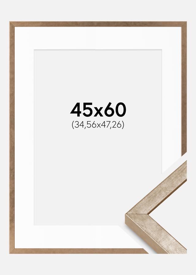 Ram med passepartou Frame Ares Brass 45x60 cm - Mounts White 14x19 inches