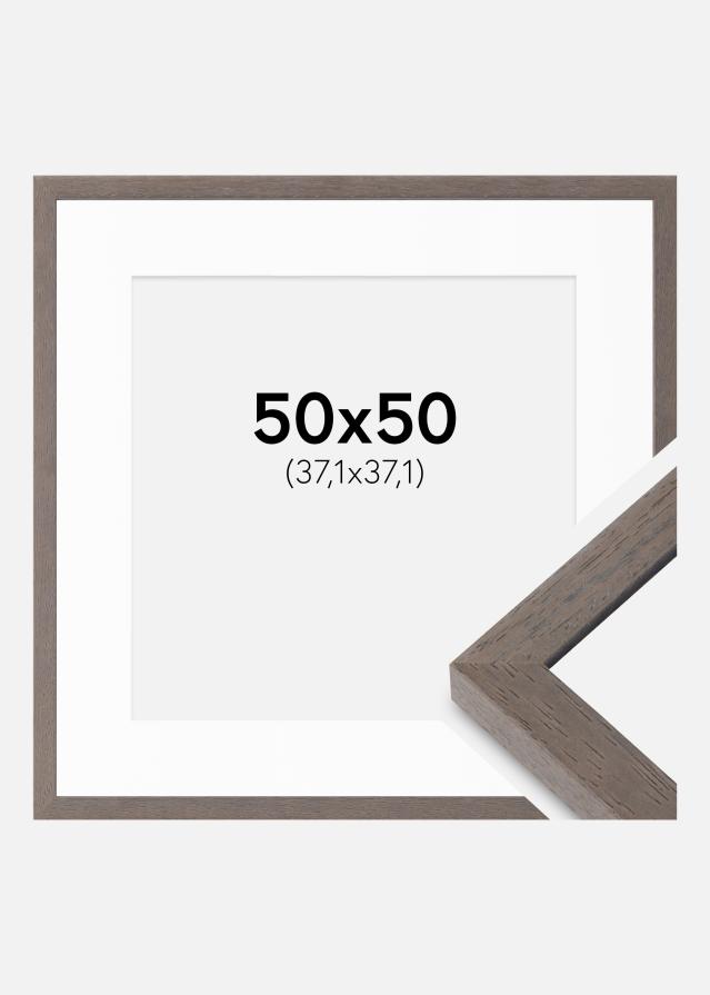 Ram med passepartou Frame Hermes Gray 50x50 cm - Mounts White 15x15 inches