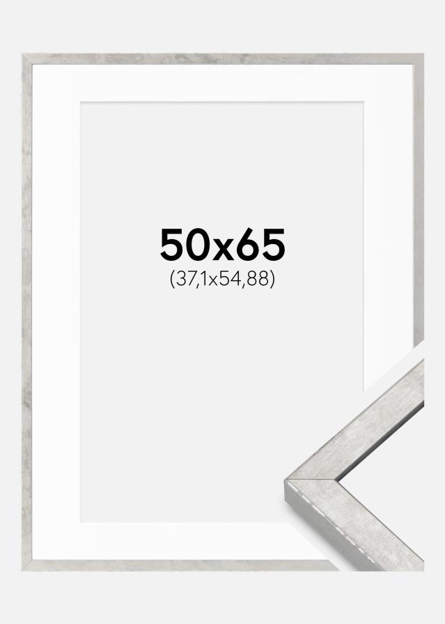 Ram med passepartou Frame Ares Silver 50x65 cm - Mounts White 15x22 inches