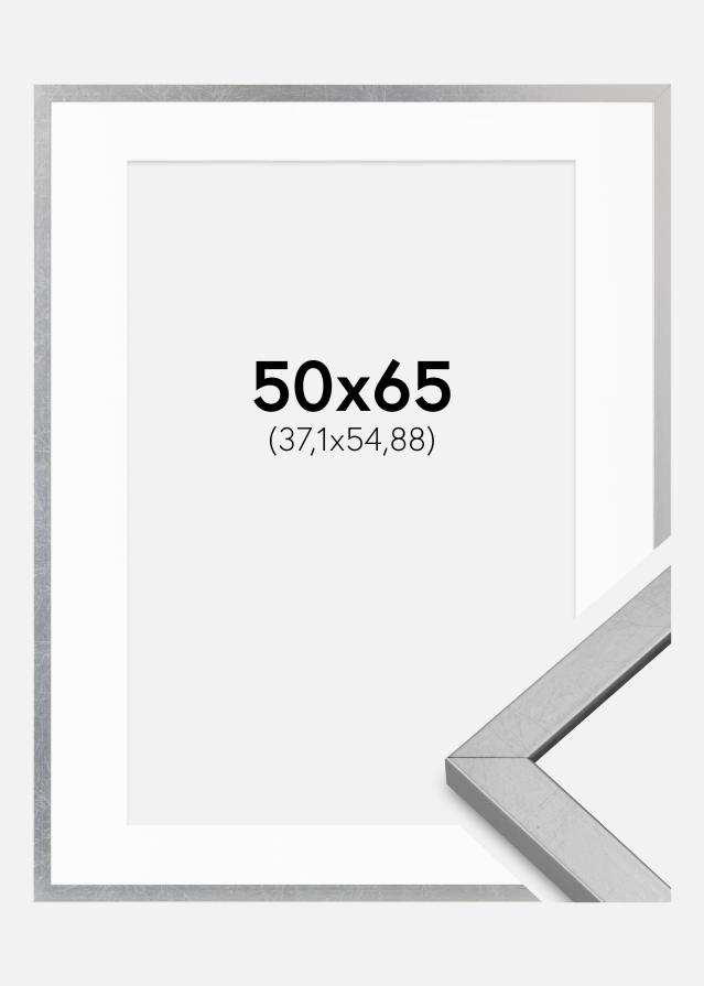 Ram med passepartou Frame Minerva Silver 50x65 cm - Mounts White 15x22 inches