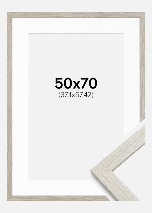 Ram med passepartou Frame Stilren Light Grey Oak 50x70 cm - Mounts White 15x23 inches
