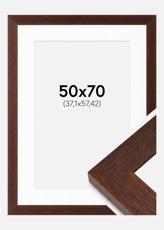 Ram med passepartou Frame Juno Teak 50x70 cm - Mounts White 15x23 inches