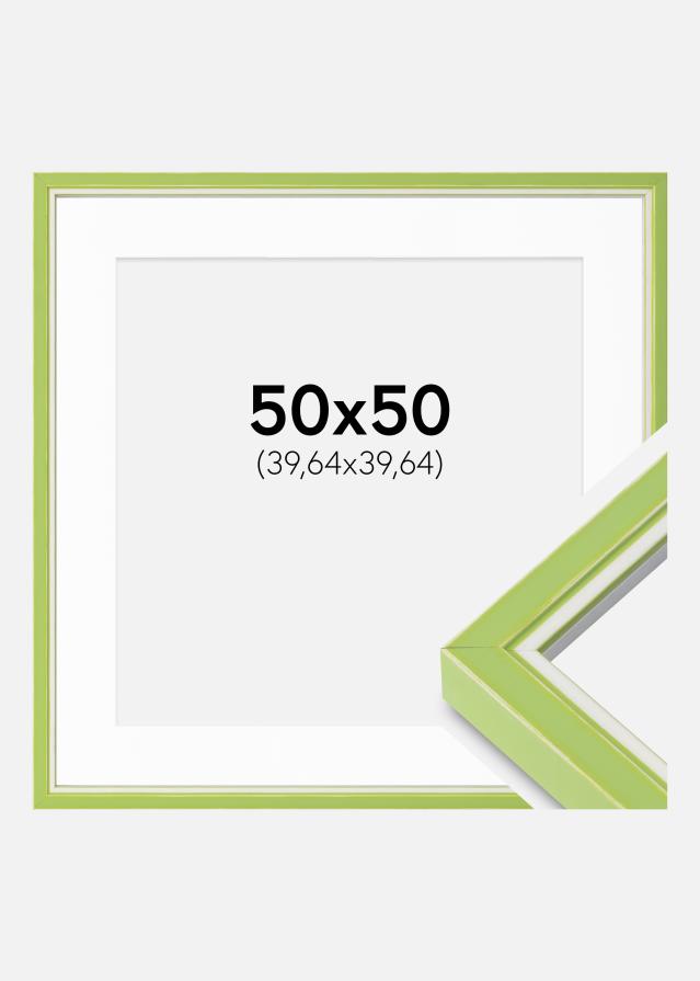 Ram med passepartou Frame Diana Light Green 50x50 cm - Mounts White 16x16 inches