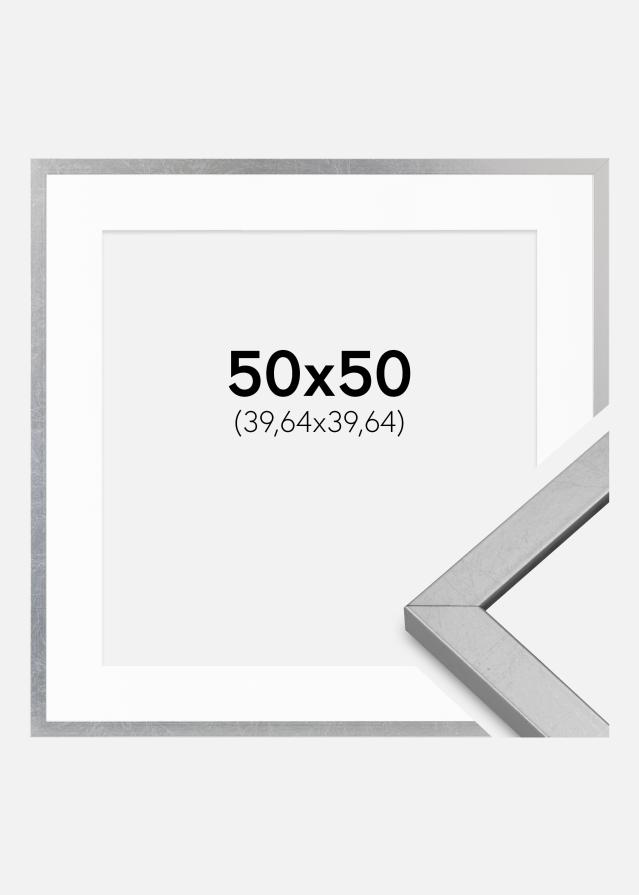 Ram med passepartou Frame Minerva Silver 50x50 cm - Mounts White 16x16 inches