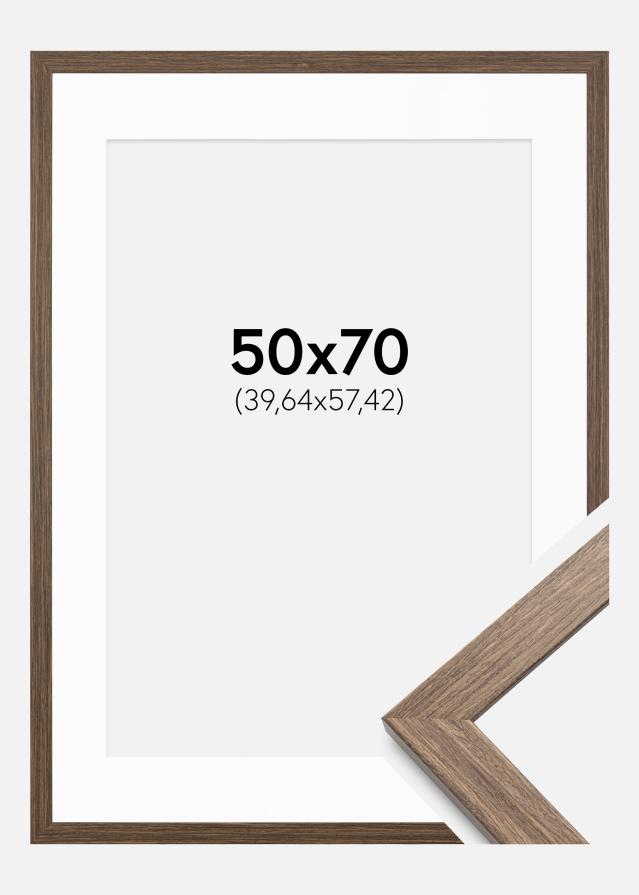 Ram med passepartou Frame Stilren Cold Brown 50x70 cm - Mounts White 16x23 inches