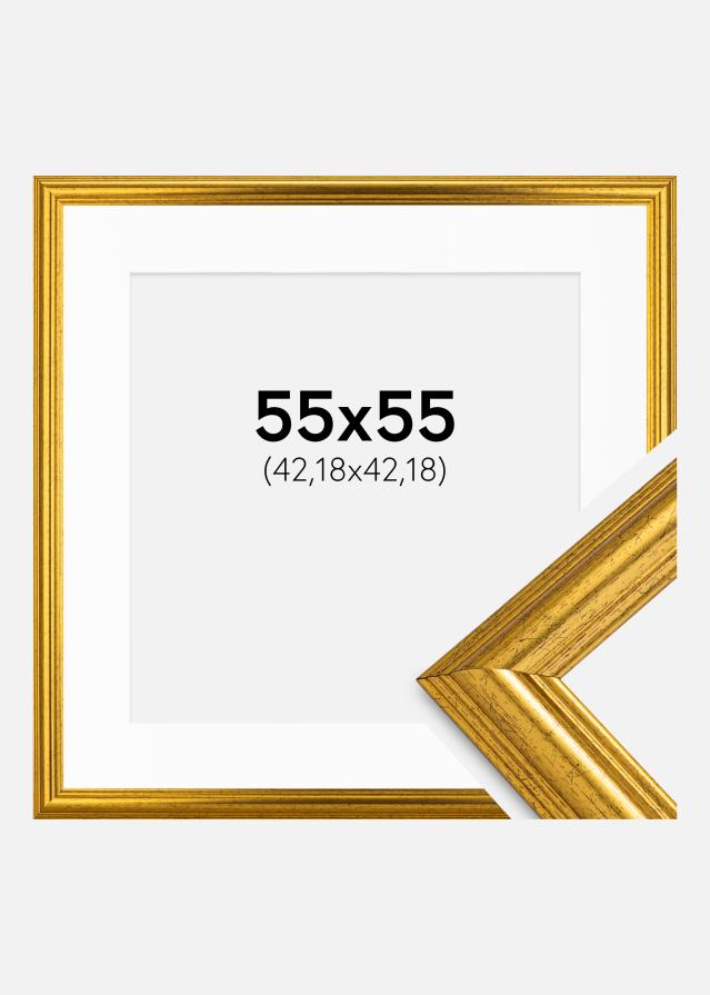 Ram med passepartou Frame Västkusten Gold 55x55 cm - Mounts White 17x17 inches