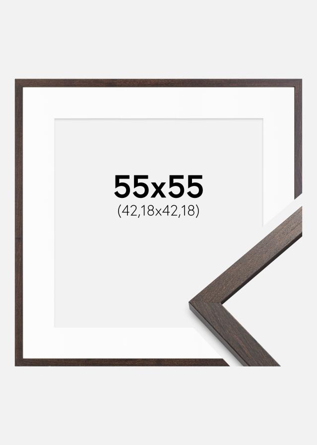 Ram med passepartou Frame Trendy Walnut 55x55 cm - Mounts White 17x17 inches