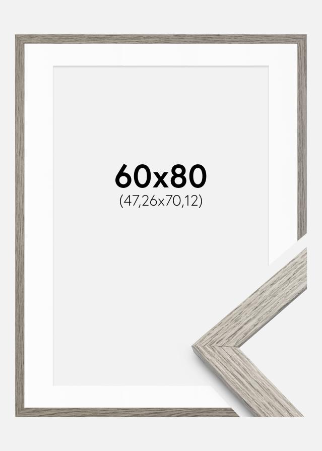 Ram med passepartou Frame Stilren Grey Oak 60x80 cm - Mounts White 19x28 inches