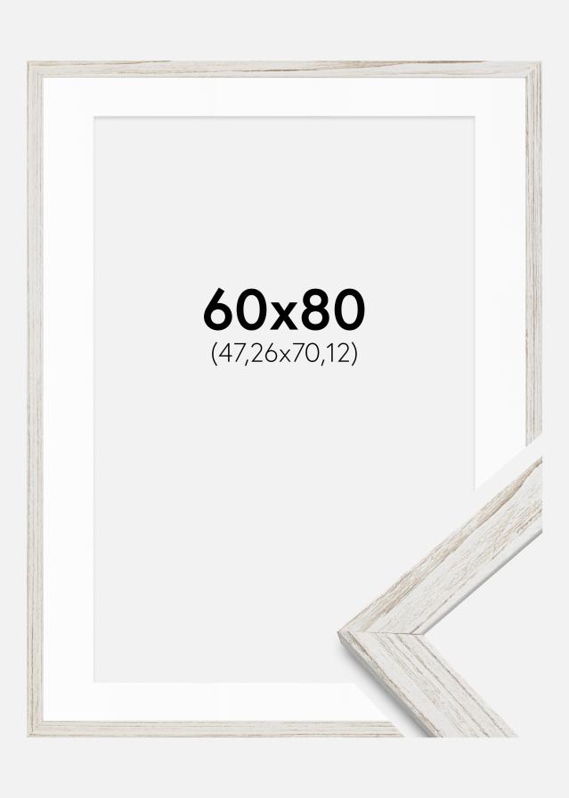 Ram med passepartou Frame Stilren Vintage White 60x80 cm - Mounts White 19x28 inches