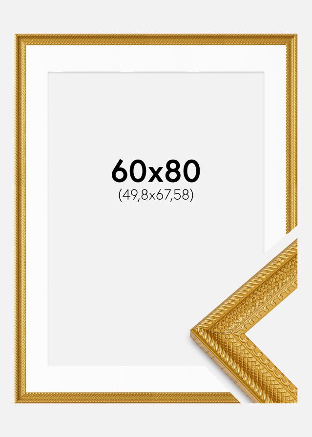 Ram med passepartou Frame Lattice Gold 60x80 cm - Mounts White 20x27 inches