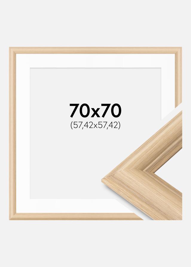 Ram med passepartou Frame Västkusten Oak 70x70 cm - Mounts White 23x23 inches