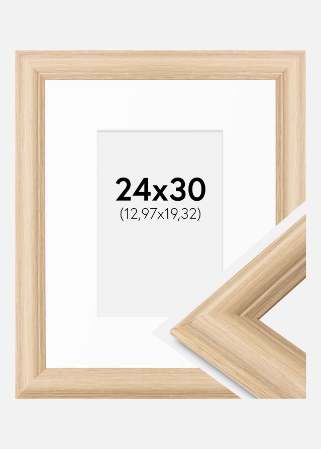 Ram med passepartou Frame Västkusten Oak 24x30 cm - Mounts White 5,5x8 inches