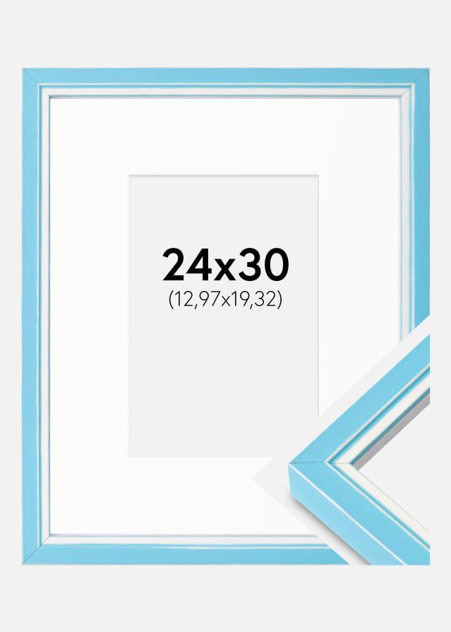 Ram med passepartou Frame Diana Light Blue 24x30 cm - Mounts White 5,5x8 inches