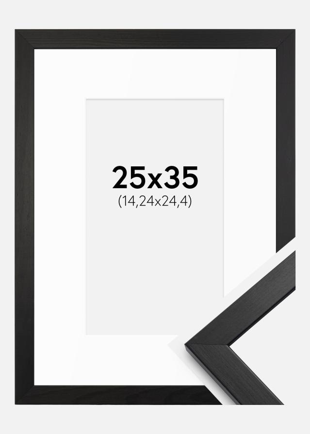 Ram med passepartou Frame Stilren Black 25x35 cm - Mounts White 6x10 inches