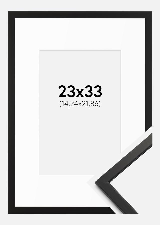 Ram med passepartou Frame Edsbyn Black 23x33 cm - Mounts White 6x9 inches