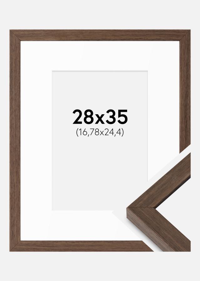 Ram med passepartou Frame Hermes Walnut 28x35 cm - Mounts White 7x10 inches