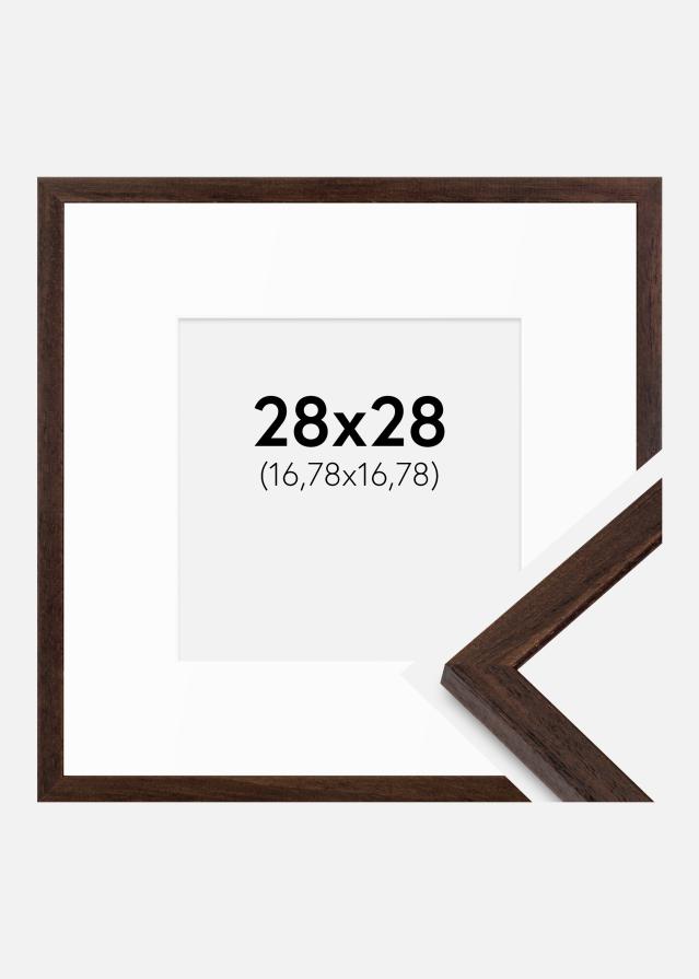 Ram med passepartou Frame Edsbyn Walnut 28x28 cm - Mounts White 7x7 inches