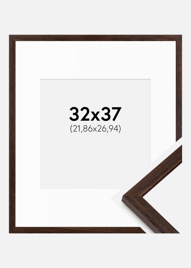 Ram med passepartou Frame Edsbyn Walnut 32x37 cm - Mounts White 9x11 inches