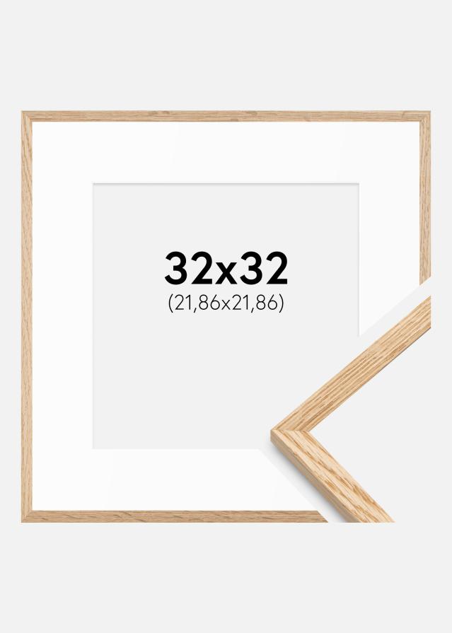 Ram med passepartou Frame Thin Oak 32x32 cm - Mounts White 9x9 inches