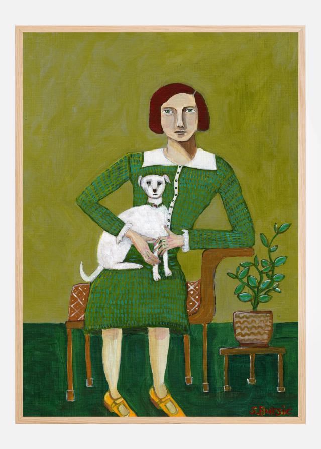 Bildverkstad Vintage Lady with her white dog Poster