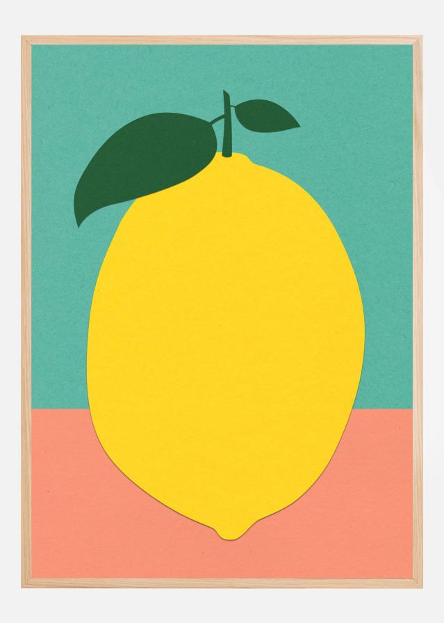 Bildverkstad Lemon With Two Leaves Poster