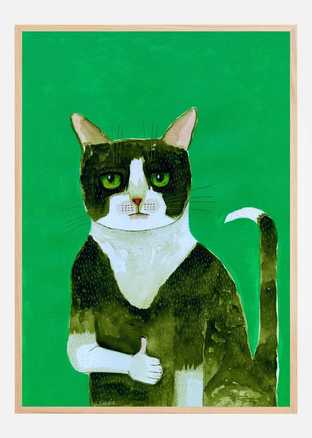 Bildverkstad Tuxedo Cat Thumbs Up Poster