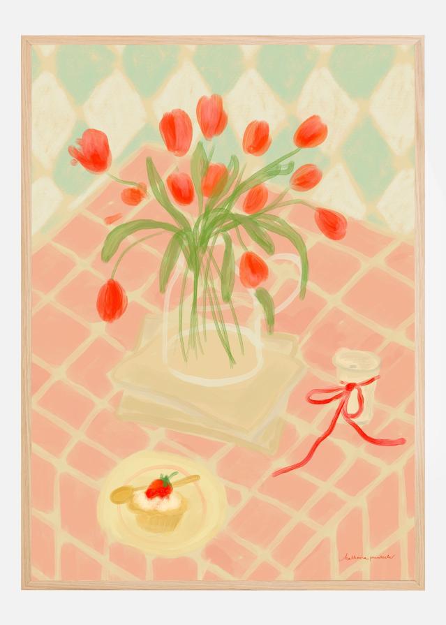 Bildverkstad Red Tulips Summer Picnic Poster