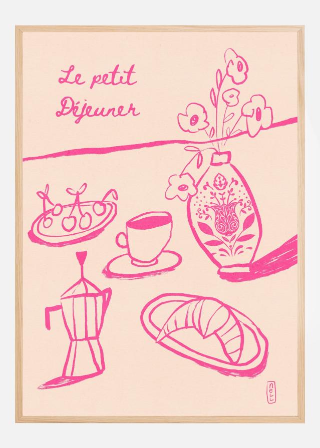 Bildverkstad Le Petit Dejeuner Breakfast in Pink Poster