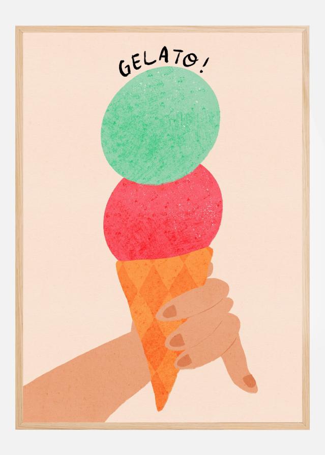 Bildverkstad Gelato Strawberry and Mint Italy Ice Cream Typography Poster