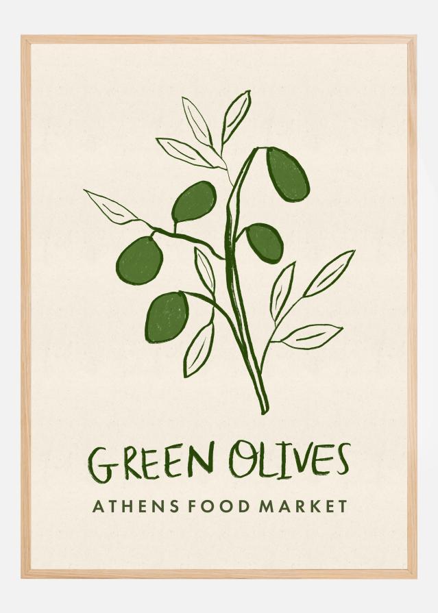 Bildverkstad Green Olives Athens Food Market Greece Poster