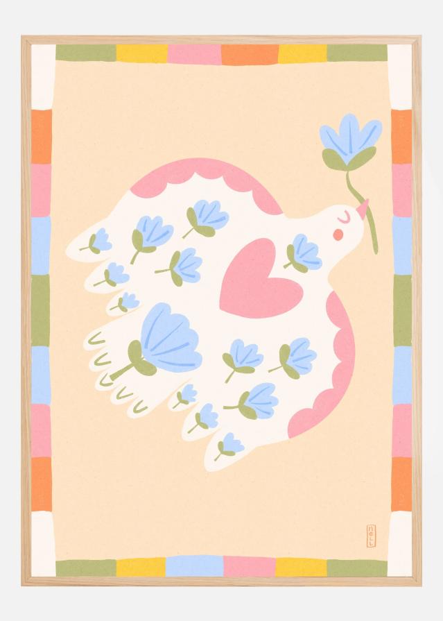 Bildverkstad Dove of Peace with Flowers Poster