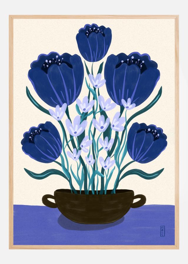 Bildverkstad Blue Berry Dreams Floral Poster