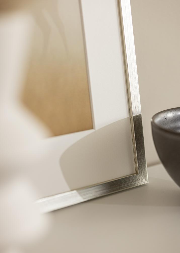 Ram med passepartou Frame Edsbyn Silver 40x45 cm - Mounts White 11x13 inches