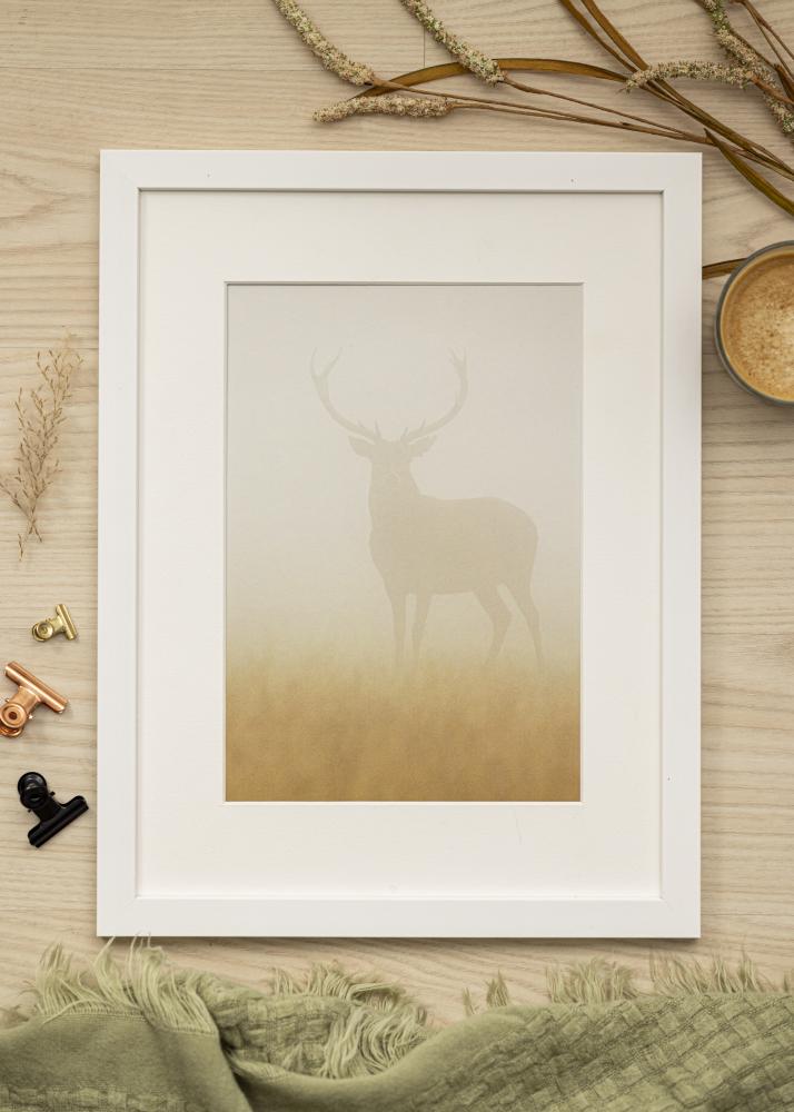 Ram med passepartou Frame White Wood 45x80 cm - Mounts White 35x70 cm