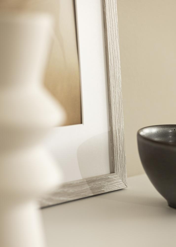 Ram med passepartou Frame Stilren Light Grey Oak 40x50 cm - Mounts White 29x39 cm