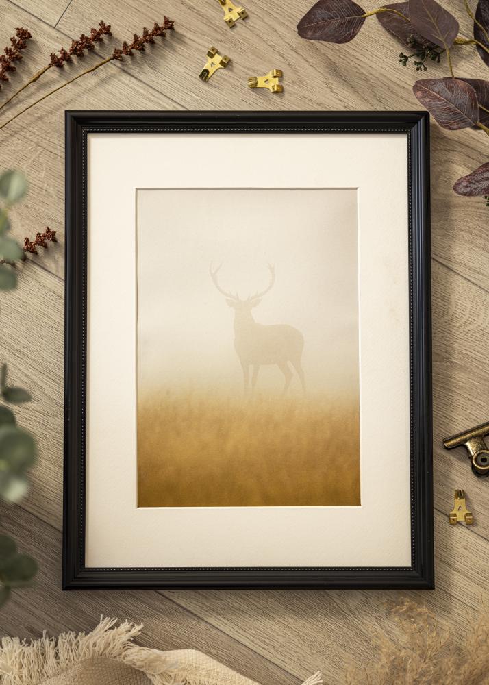 Ram med passepartou Frame Gala Black 50x70 cm - Mounts White 15x23 inches