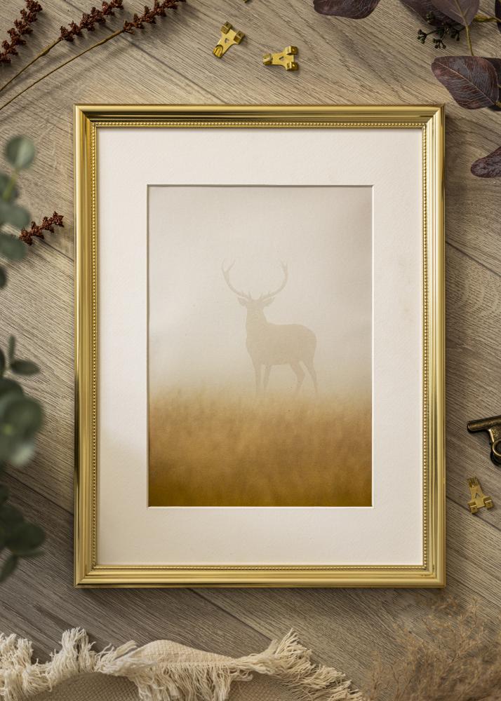 Ram med passepartou Frame Gala Gold 40x50 cm - Mounts White 31.5x40 cm