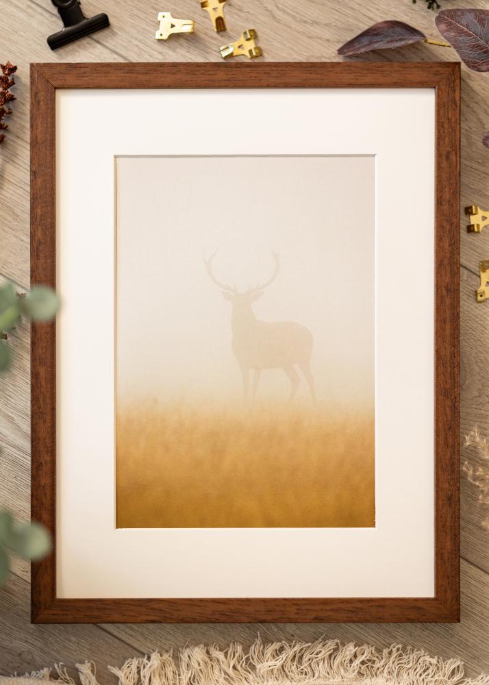 Ram med passepartou Frame Hermes Teak 30x30 cm - Mounts White 20x20 cm