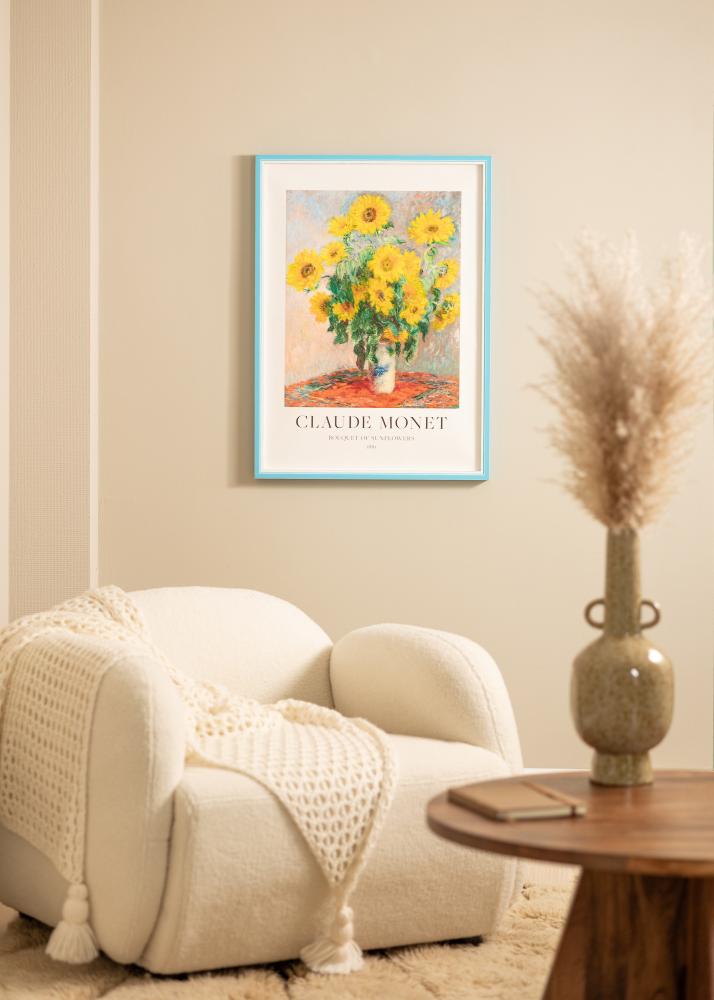 Ram med passepartou Frame Diana Light Blue 60x60 cm - Mounts White 45x45 cm