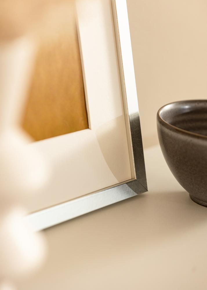 Ram med passepartou Frame Minerva Silver 45x60 cm - Mounts White 13x19 inches