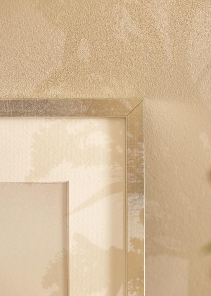 Ram med passepartou Frame Minerva Silver 45x60 cm - Mounts White 13x19 inches