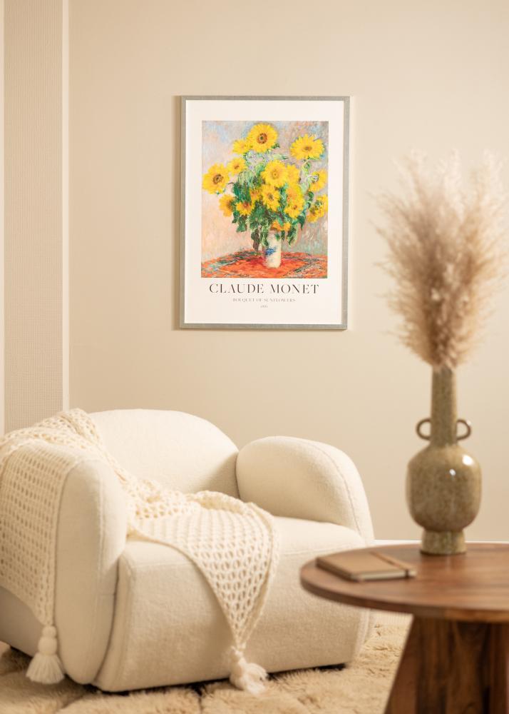 Ram med passepartou Frame Minerva Silver 45x60 cm - Mounts White 13x19 inches