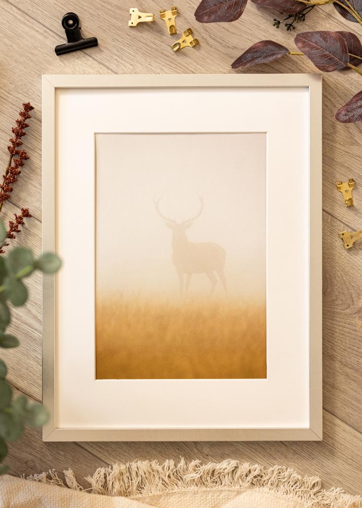 Ram med passepartou Frame Minerva Silver 45x60 cm - Mounts White 13x19 inches