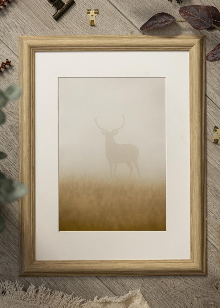 Ram med passepartou Frame Västkusten Oak 40x50 cm - Mounts White 31.5x40 cm