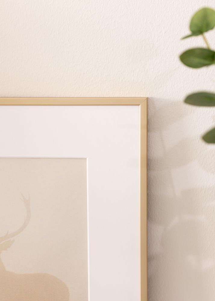 Ram med passepartou Aluminum Frame Brass 30x40 cm - Mounts White 21x29.7 cm