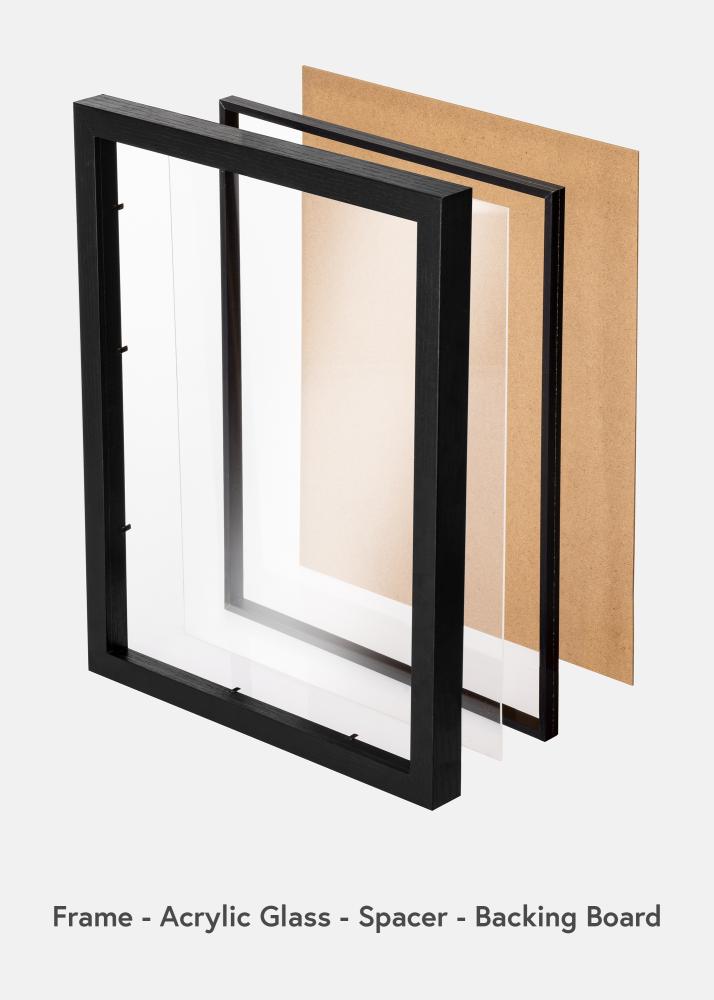 Ram med passepartou BGA Box Frame Black 50x60 cm - Mounts White 16x20 inches
