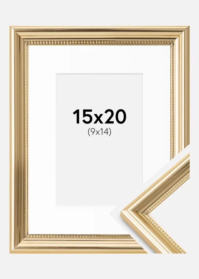 Ram med passepartou Frame Gala Gold 15x20 cm - Picture Mount White 10x15 cm