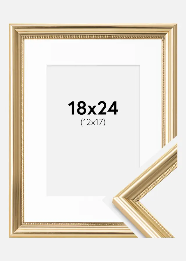 Ram med passepartou Frame Gala Gold 18x24 cm - Picture Mount White 13x18 cm