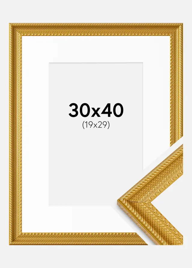 Ram med passepartou Frame Lattice Gold 30x40 cm - Mounts White 20x30 cm