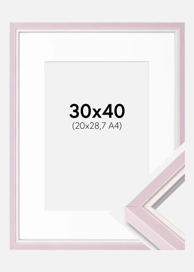 Ram med passepartou Frame Diana Pink 30x40 cm - Mounts White 21x29.7 cm